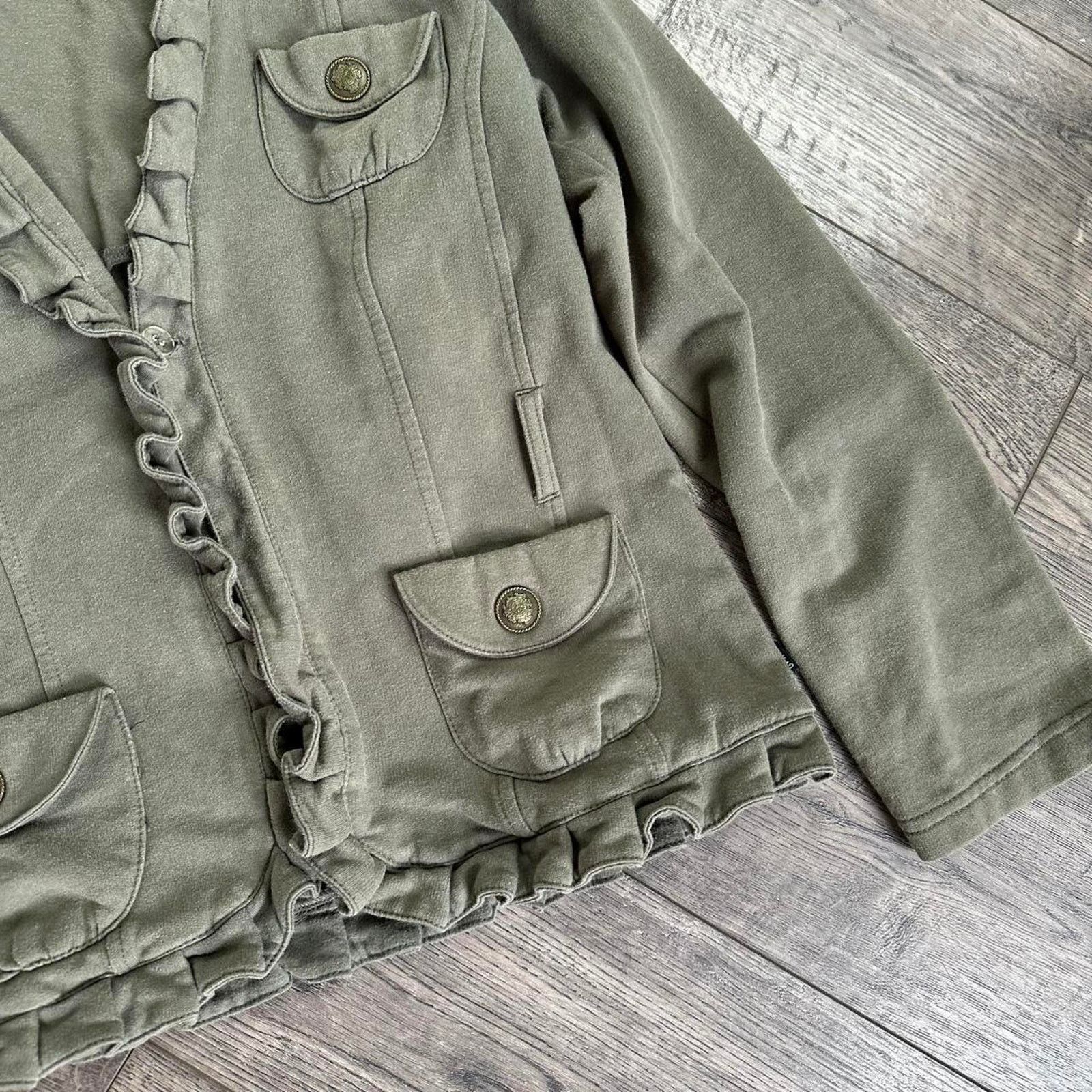 Vintage Vintage Y2K LA Kitty Ruffled Mini Blazer Cotton Green Jacket Size M / US 6-8 / IT 42-44 - 5 Thumbnail