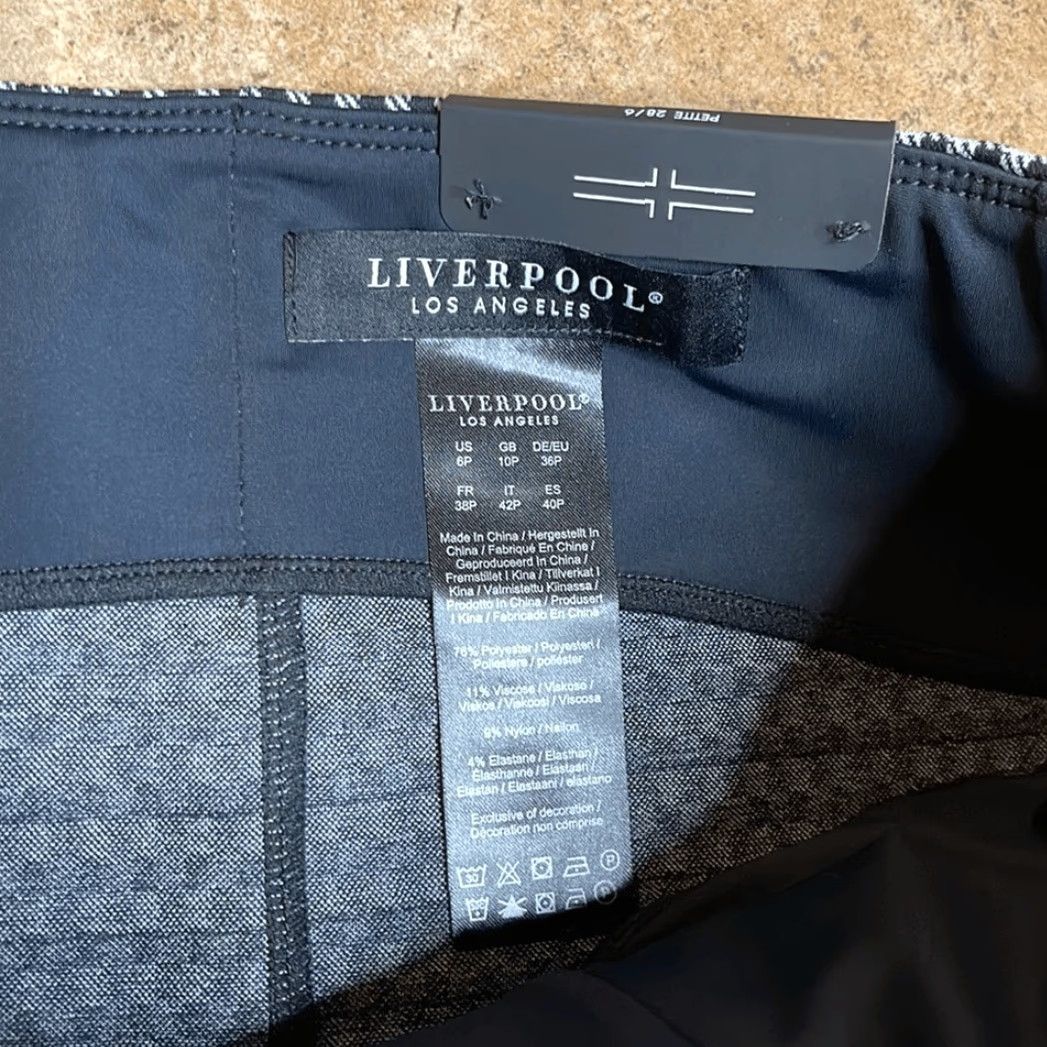 Vintage Liverpool Skirt Knit Midi Black 6P NWT Petite Women Pencil Straight Checkered 6P NWT Black White? Size 28" / US 6 / IT 42 - 4 Thumbnail