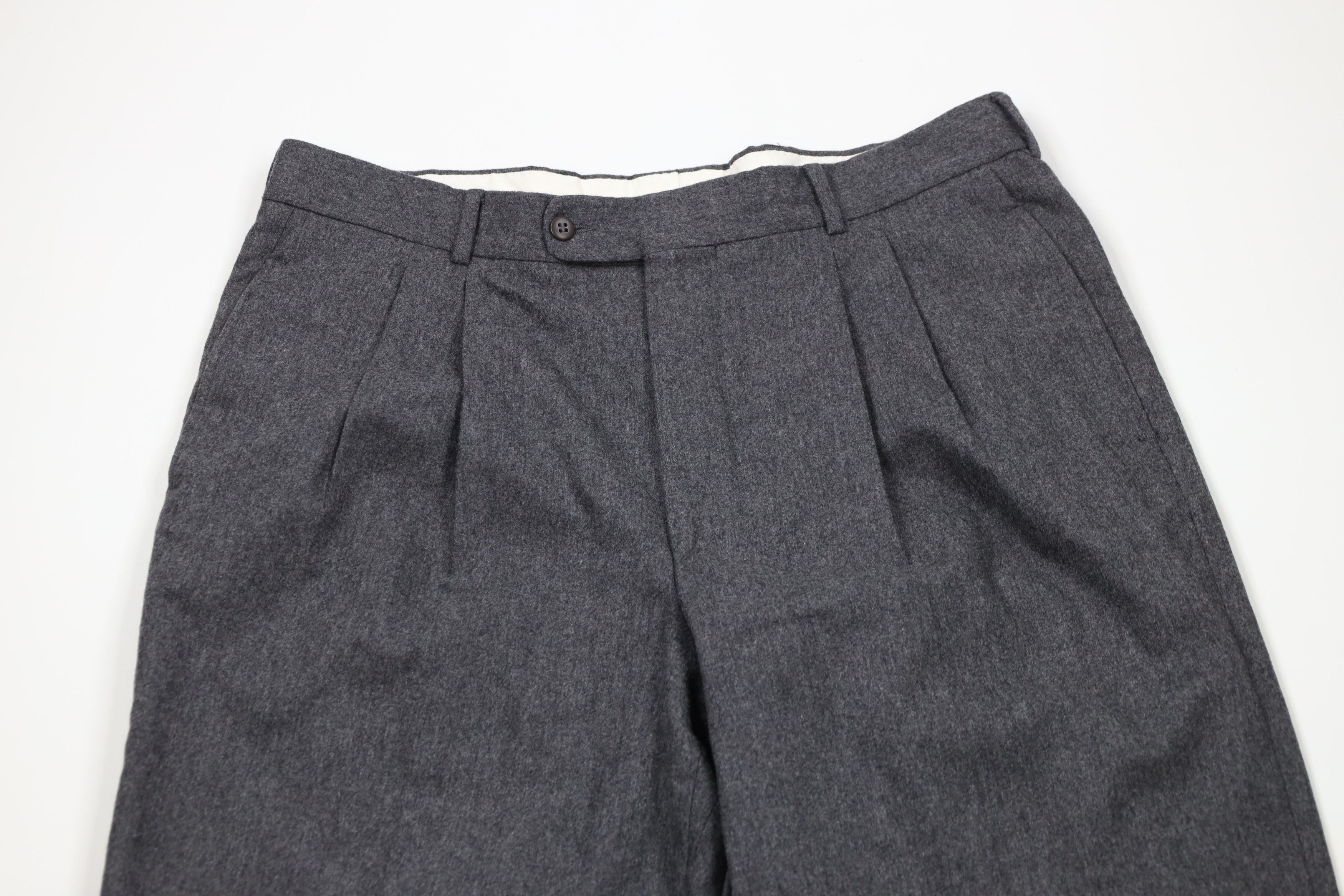 Hugo Boss × Vintage Vintage 80s 90s Hugo Boss Cashmere Wide Leg Chino Pants Gray Size US 36 / EU 52 - 2 Thumbnail