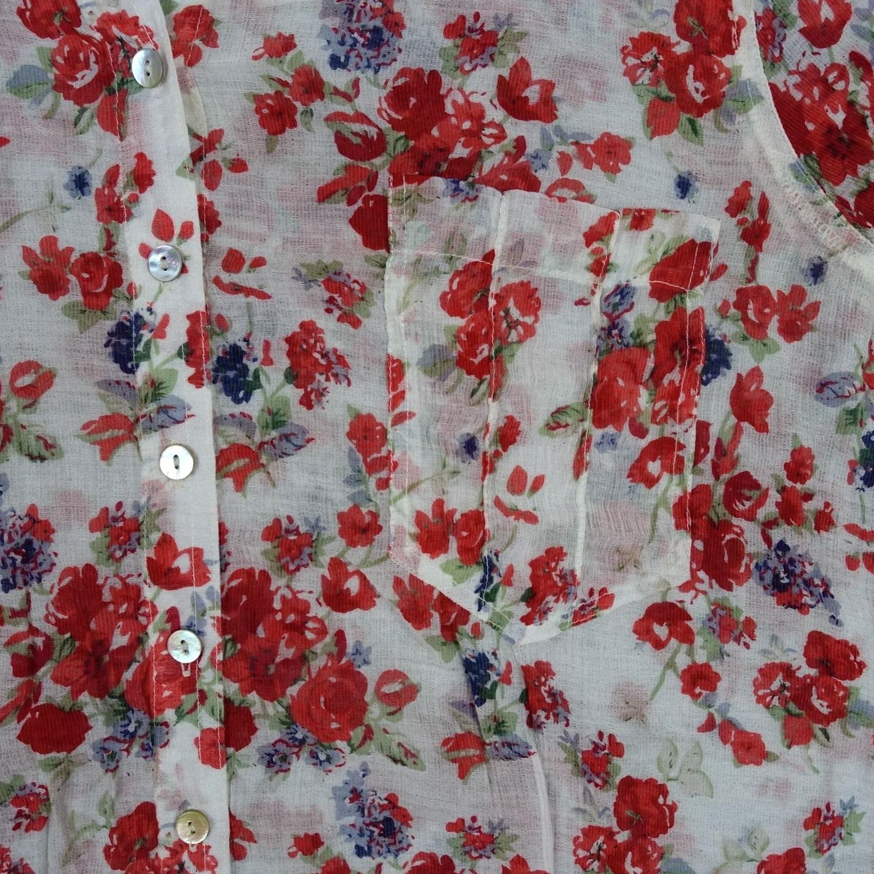 Vintage Tianello Blouse Womens Small White Floral Sheer Button Up Shirt Top Casual White Regular Long Sleeve Womens Size S / US 4 / IT 40 - 3 Thumbnail