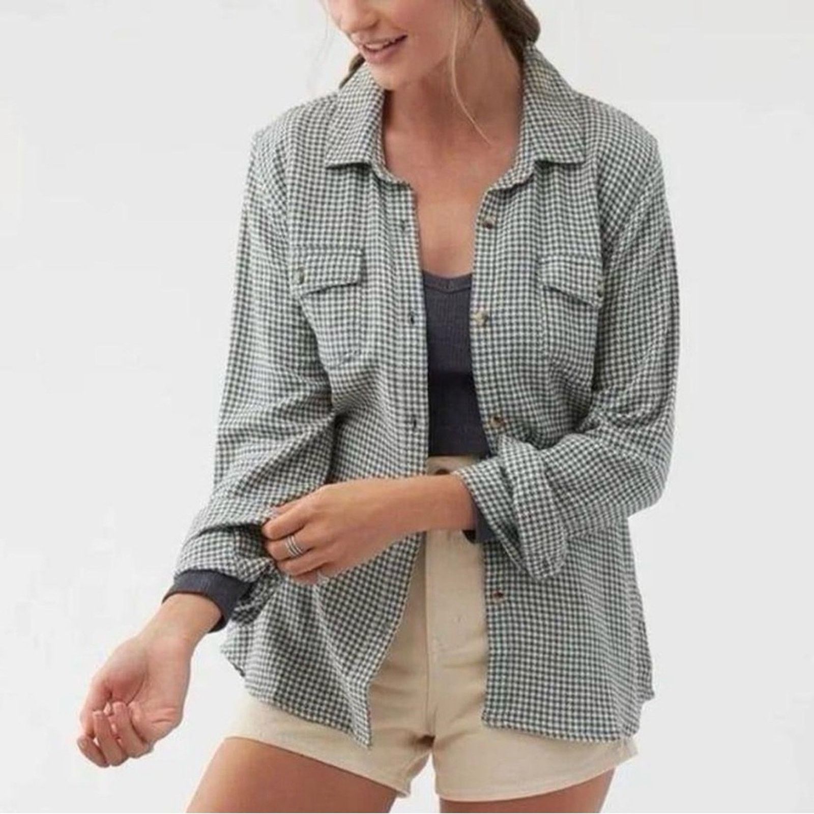 Hollister Hollister BoyfriendFit Houndstooth Flannel Shirt Women Small Size S / US 4 / IT 40 - 1 Thumbnail