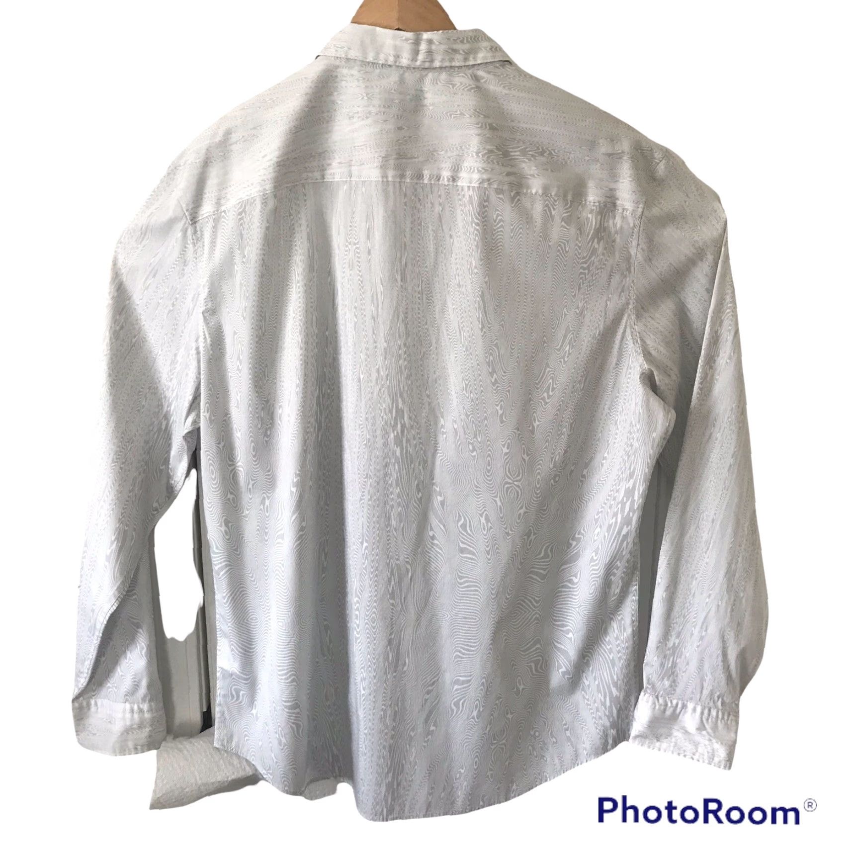 Calvin Klein Calvin Klein Shirt Mens XL White Marble Swirl Stretch Cotton Button Front Long Sleeve Casual Regular Logo Size US XL / EU 56 / 4 - 5 Thumbnail