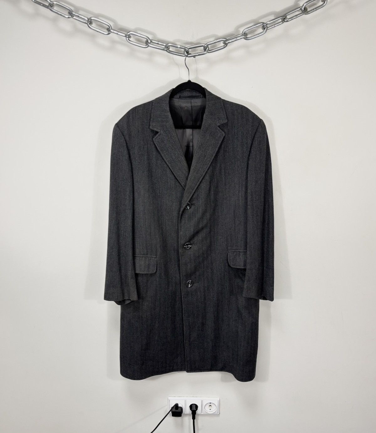 Other Vintage PKZ Made In England Men’s Herringbone Gray Wool Coat Size US L / EU 52-54 / 3 - 1 Thumbnail