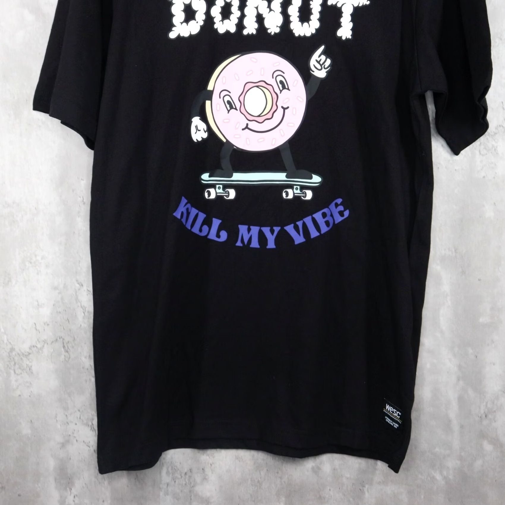 WeSC WeSC T Shirt Men’s Medium Women’s Large Burnout Tee Donut Kill My Vibe NWT Mens Womens Black Crew Neck Short Sleeve Graphic Print Cotton VINTAGE? Size M / US 6-8 / IT 42-44 - 4 Thumbnail