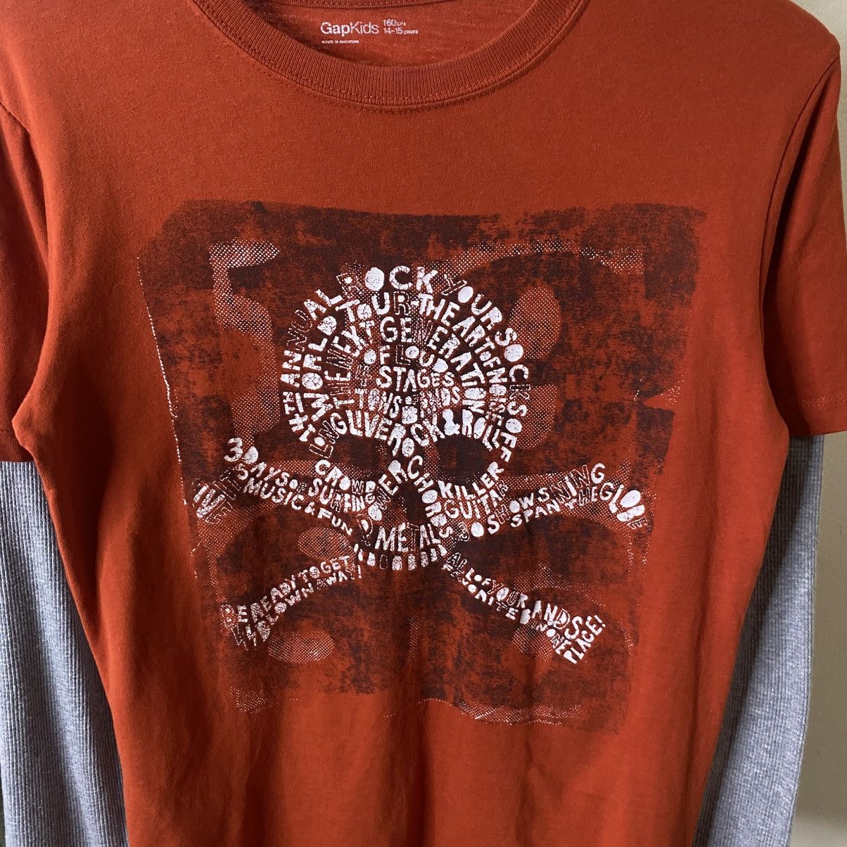 Gap Y2K Skulls Double Sleeves Cyber Gothic Punk Grunge Emo LS T Size US S / EU 44-46 / 1 - 2 Thumbnail