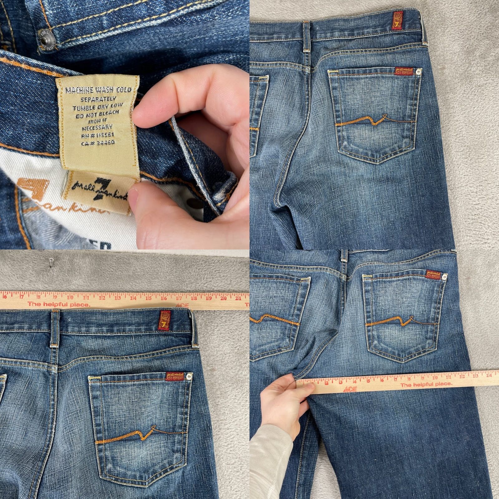 7 For All Mankind 7 For All Mankind Jeans Mens 34x29 Blue Straight Leg Denim Button Fly Y2K Size US 34 / EU 50 - 8 Thumbnail