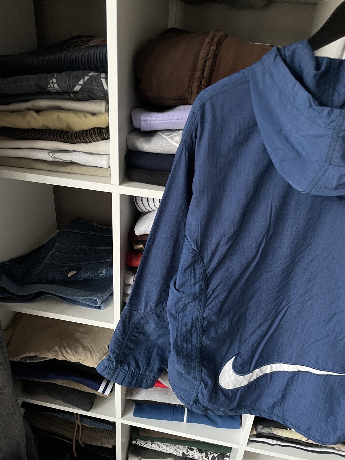 Japanese Brand Nike Vintage Track Jacket Big Swoosh Drill Japanese Cropped Size US M / EU 48-50 / 2 - 2 Thumbnail