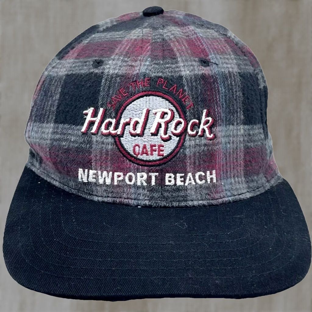 Hard Rock Cafe Vintage Hard Rock Cafe Hat Cap Snapback Black Gray Plaid Wool Blend 90s Y2K USA Size ONE SIZE - 1 Thumbnail
