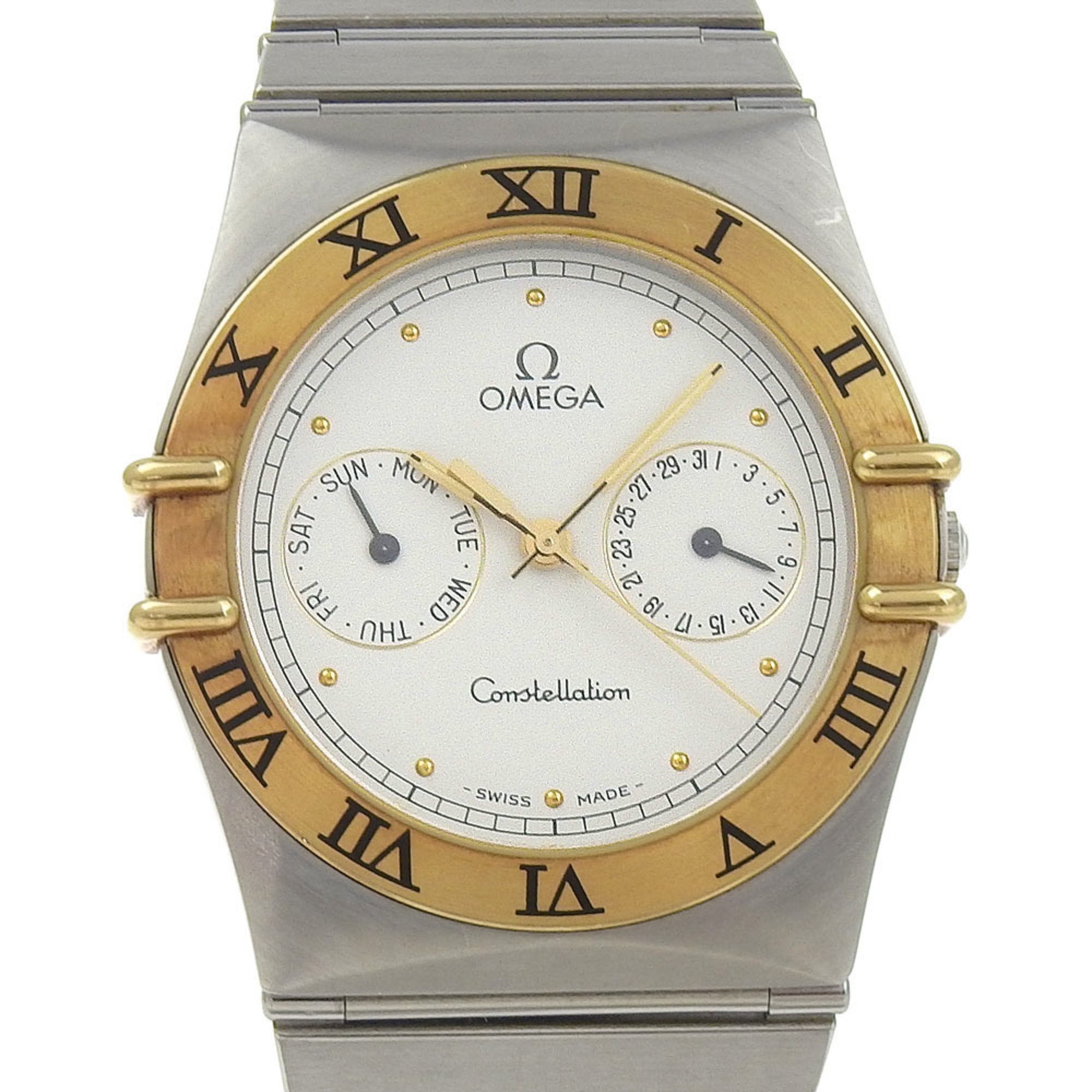 Omega OMEGA Constellation Day-Date Watch Stainless Steel x 18K Yellow Gold Quartz Multi-Hand Analog Display White Dial Boys Size ONE SIZE - 1 Thumbnail