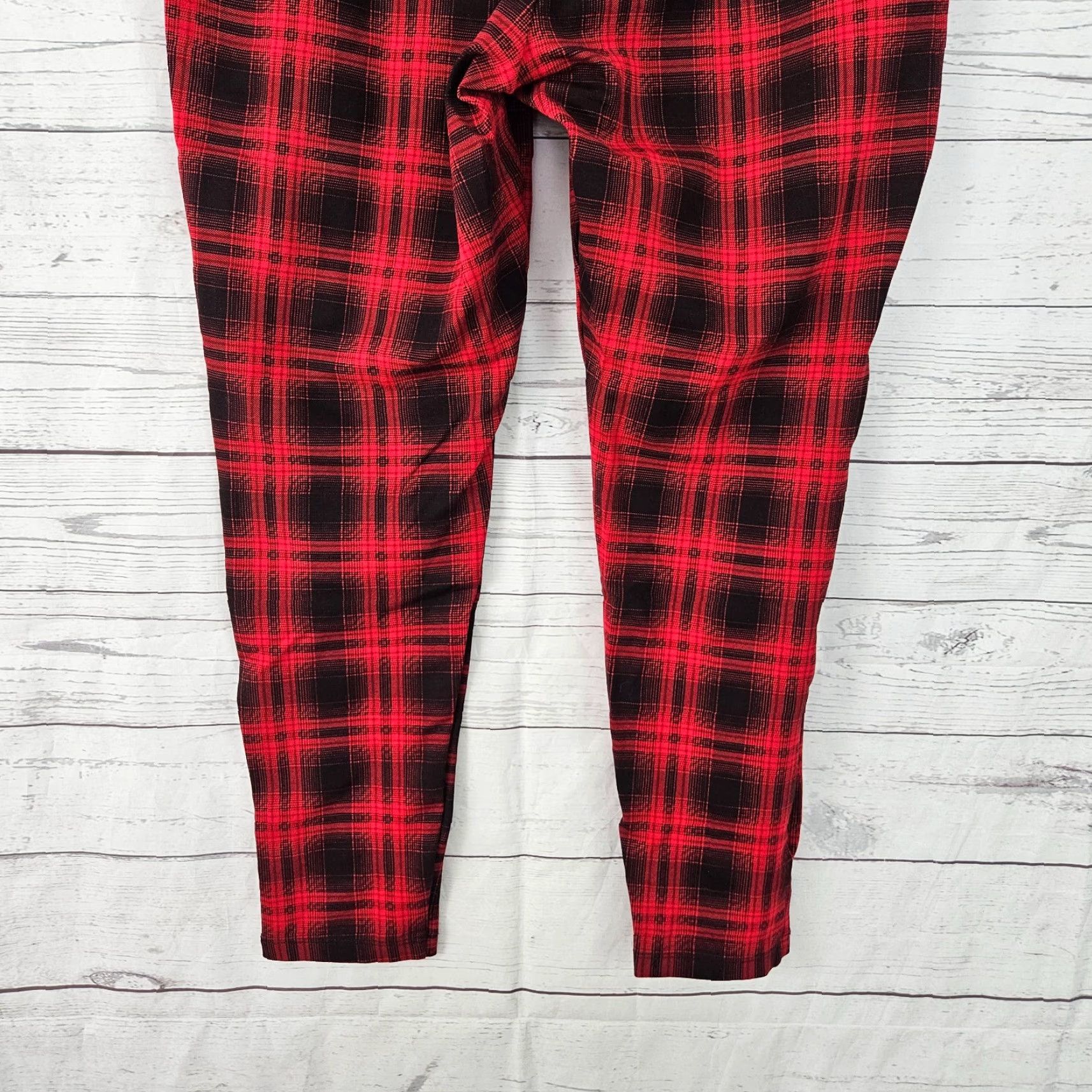 Loft VINTAGE LOFT? Ann Taylor LOFT Womens Leggings Cropped Size L Red Plaid Mid Rise Size 36" / US 14 / IT 50 - 5 Thumbnail