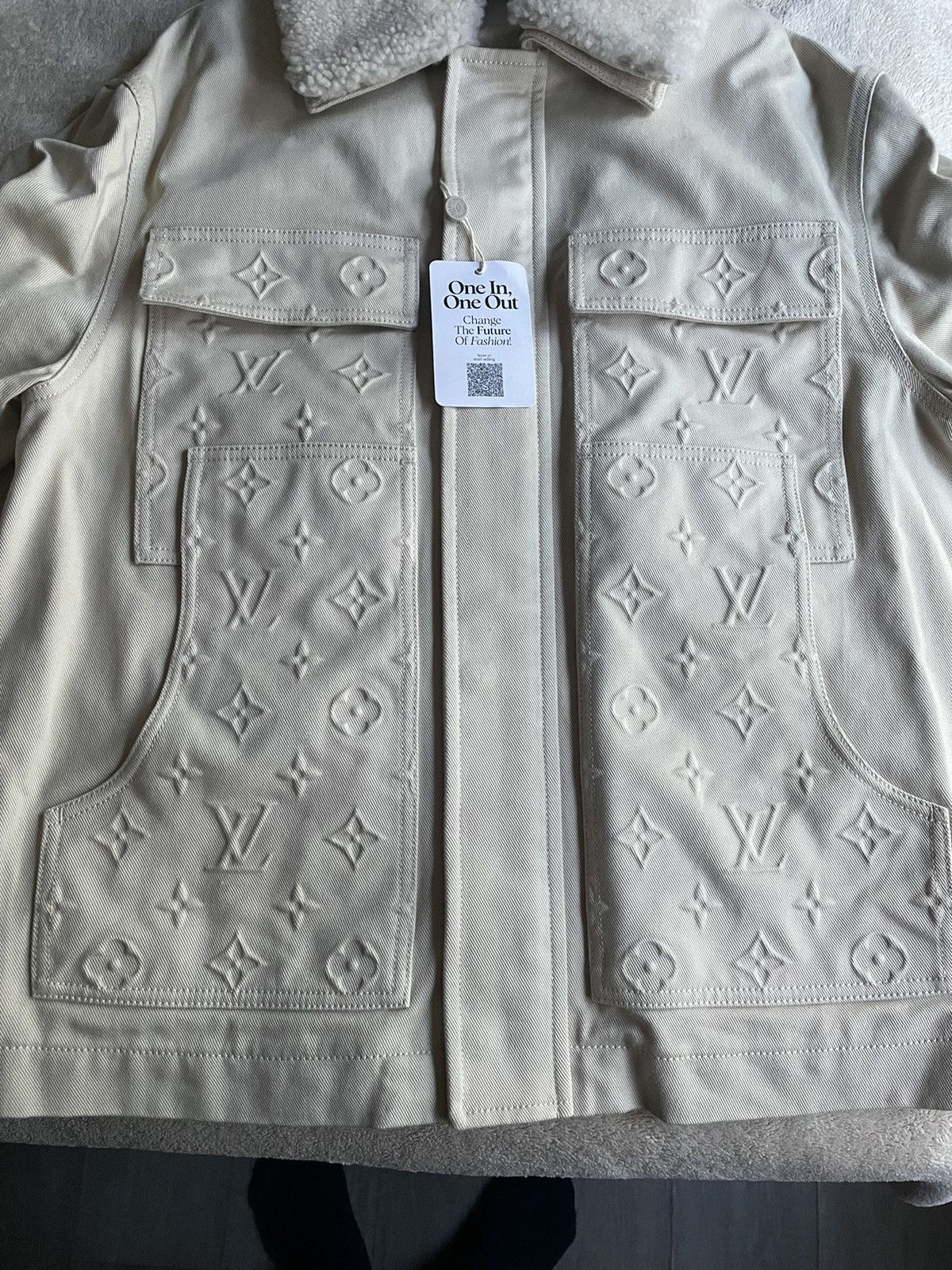 Louis Vuitton Louis Vuitton Beige Monogram Workwear Denim Jacket Size US M / EU 48-50 / 2 - 2 Thumbnail
