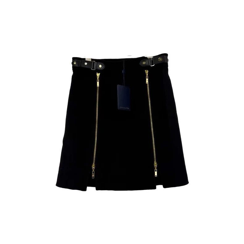 Louis Vuitton Louis Vuitton Black wool double-zip skirt 2505-Nextarrow Size 35" - 1 Thumbnail