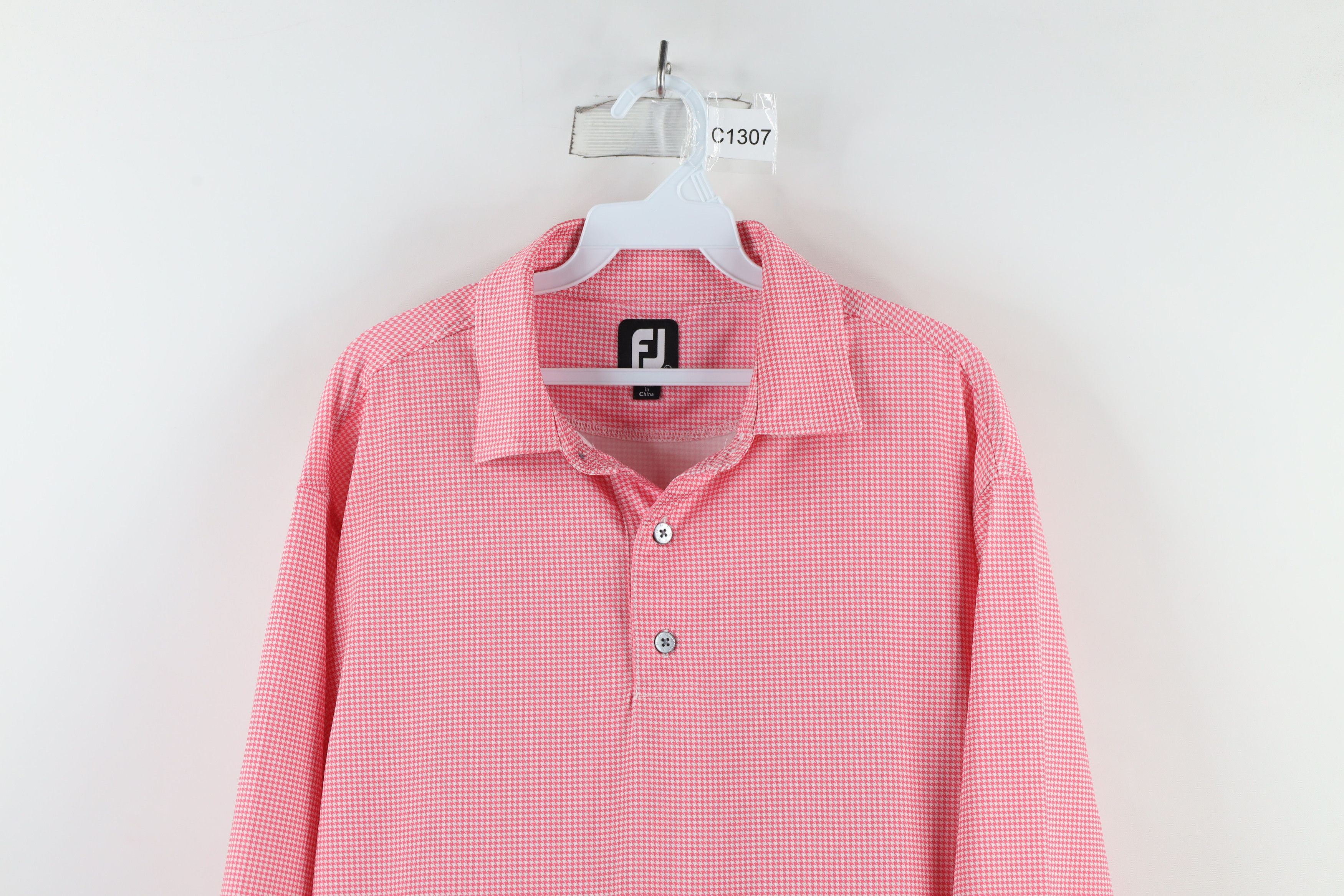 Footjoy × Vintage FootJoy Logo Stretch Houndstooth Collared Golf Polo Shirt Size US L / EU 52-54 / 3 - 2 Thumbnail
