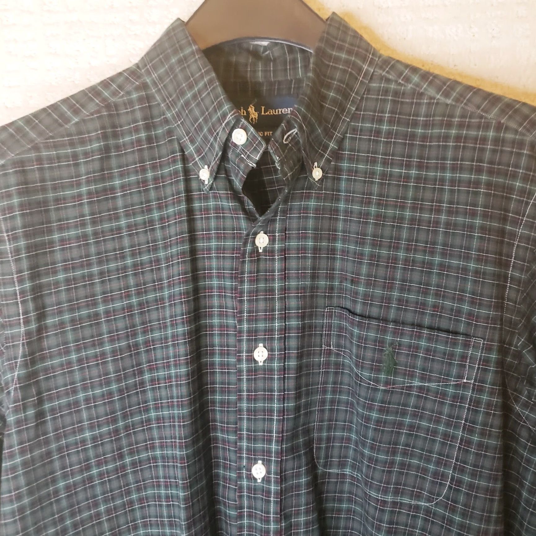Ralph Lauren Ralph Lauren Mens M Green Plaid Button-Down Cotton Long Sleeve Shirt Classic Fit Size US M / EU 48-50 / 2 - 3 Thumbnail