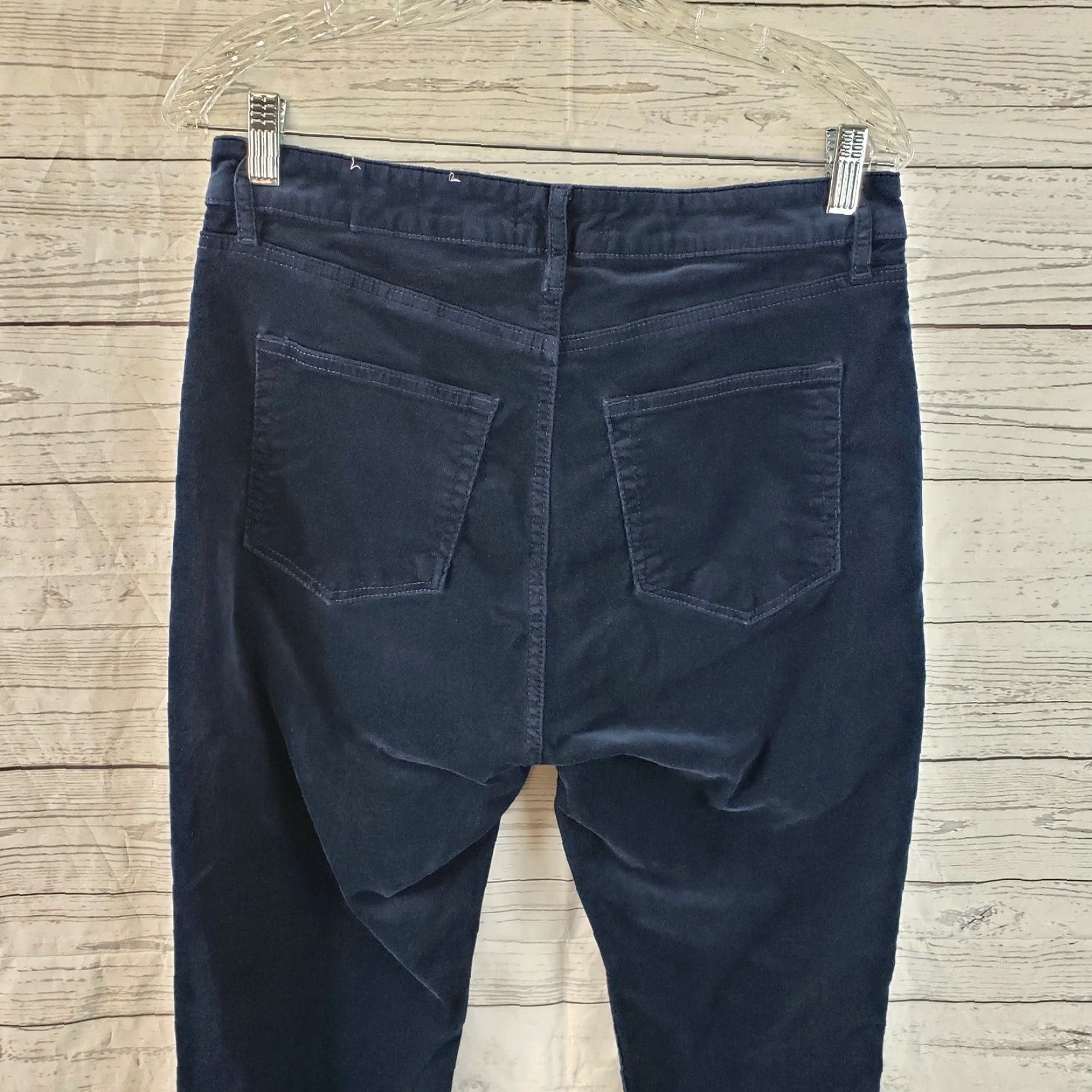 Ann Taylor VINTAGE? No. Ann Taylor LOFT Womens High Rise Velvet Skinny Cropped Pants Sz 10P Blue Size 32" / US 10 / IT 46 - 4 Thumbnail