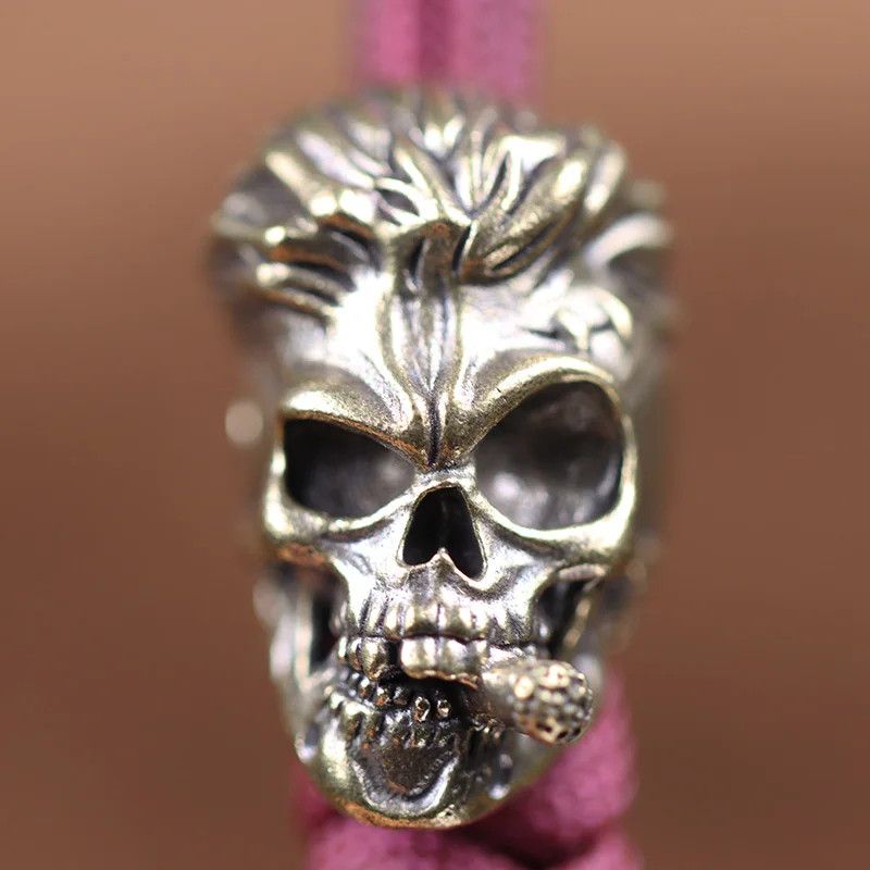 Handmade 3Pcs Smoking Skull Knife Beads Paracord Bead Zipper Umbrella Size ONE SIZE - 4 Thumbnail