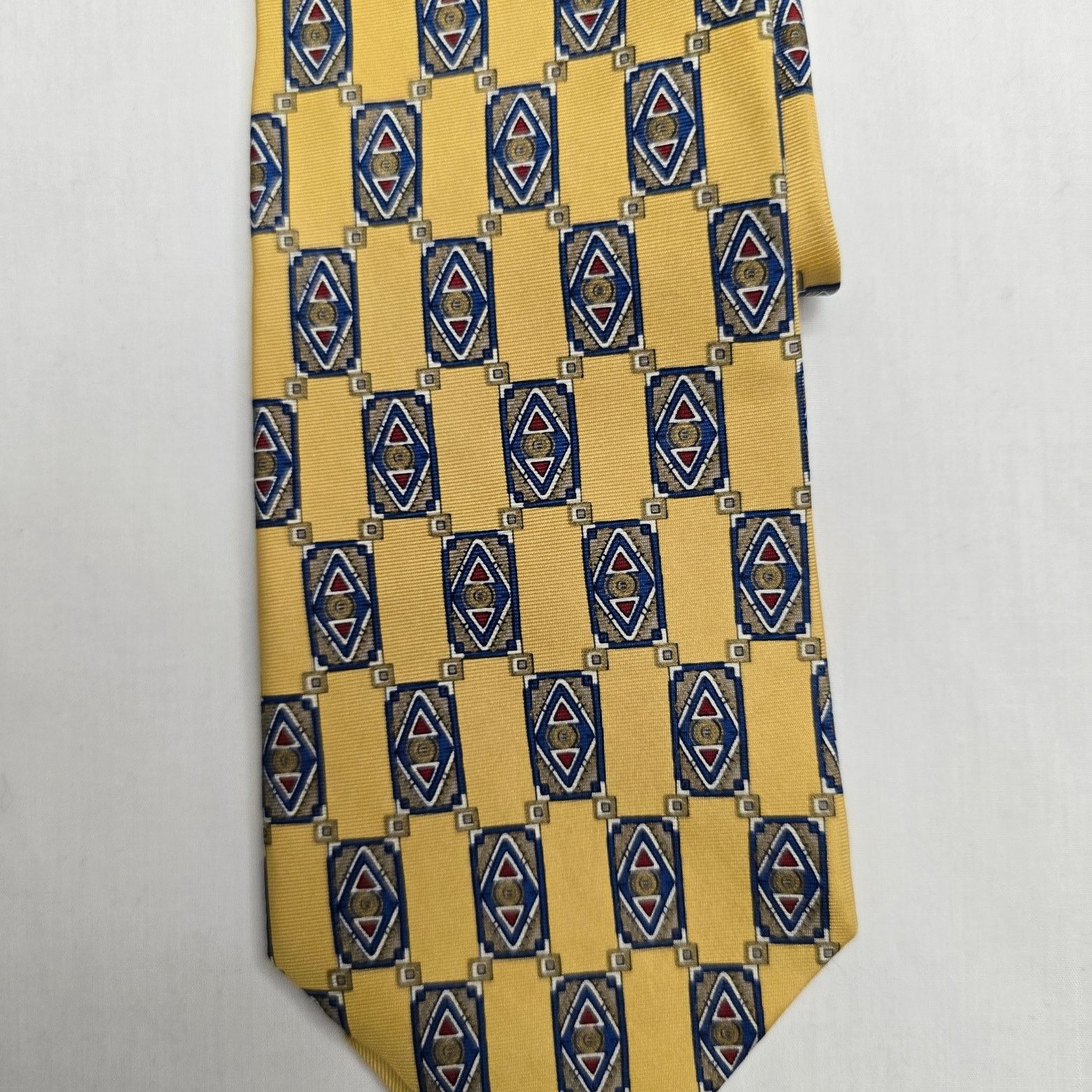 Ralph Marlin Vintage Bert Pulitzer Tie Gold 100% Silk Geometric Necktie Size ONE SIZE - 4 Thumbnail