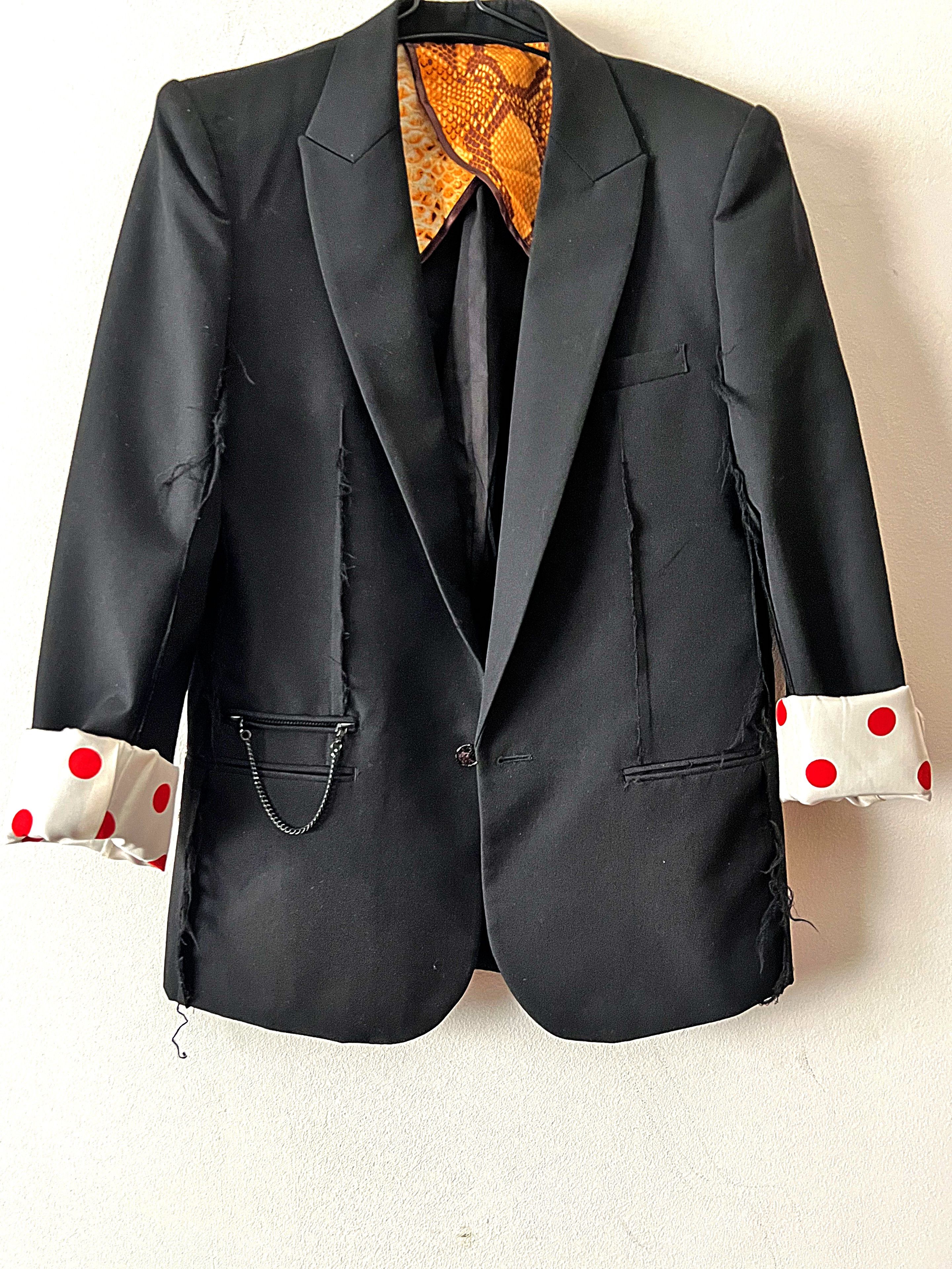 image of Number N Ine Ss'06 Number(N)Ine Frayed Blazer With Chian in Black, Men's (Size XL)