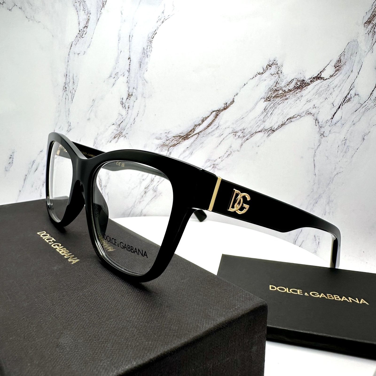 Dolce & Gabbana New Dolce&Gabbana Eyeglasses Black Square Gold Metal Frames Size ONE SIZE - 8 Thumbnail