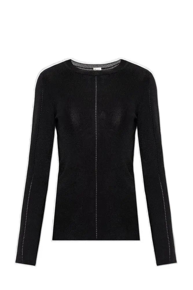 o1tp1o0125 Long Sleeve Top In Viscose Knit in Black