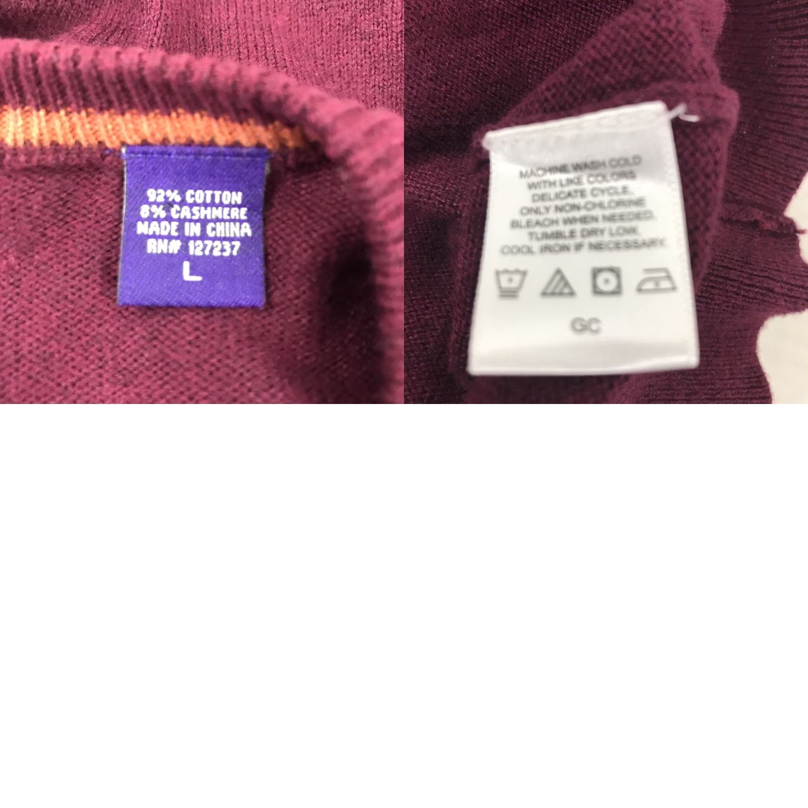 Vintage VINTAGE Alan Flusser Men’s Sweater Pullover Knit V-Neck Cashmere Cotton Fall Winter Spring Size L Burgundy Size US L / EU 52-54 / 3 - 8 Thumbnail