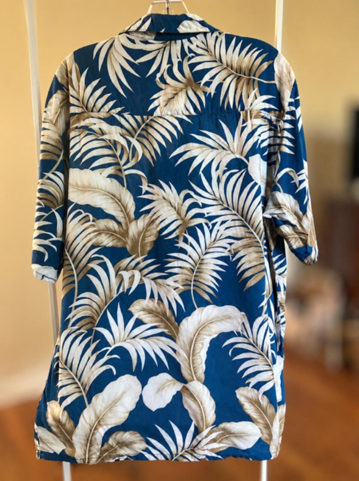 Puritan Puritan Blue and Beige Tropical Print Short Sleeve Shirt Size US M / EU 48-50 / 2 - 3 Thumbnail