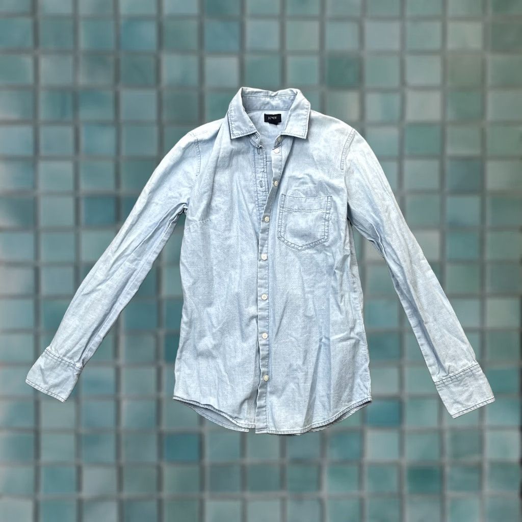 J.Crew J.CREW Shirt Womens XXS Blue Chambray Cotton Classic Fit Button Up Casual Size XXS / US 00 / IT 34 - 1 Thumbnail