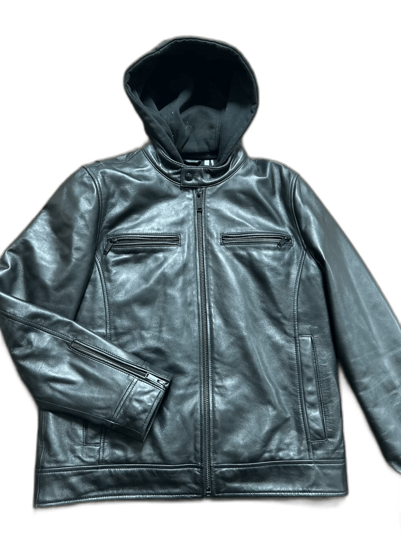 Calvin Klein 205W39NYC Calvin Klein Men's Leather Jacket with Hood Size US L / EU 52-54 / 3 - 1 Thumbnail