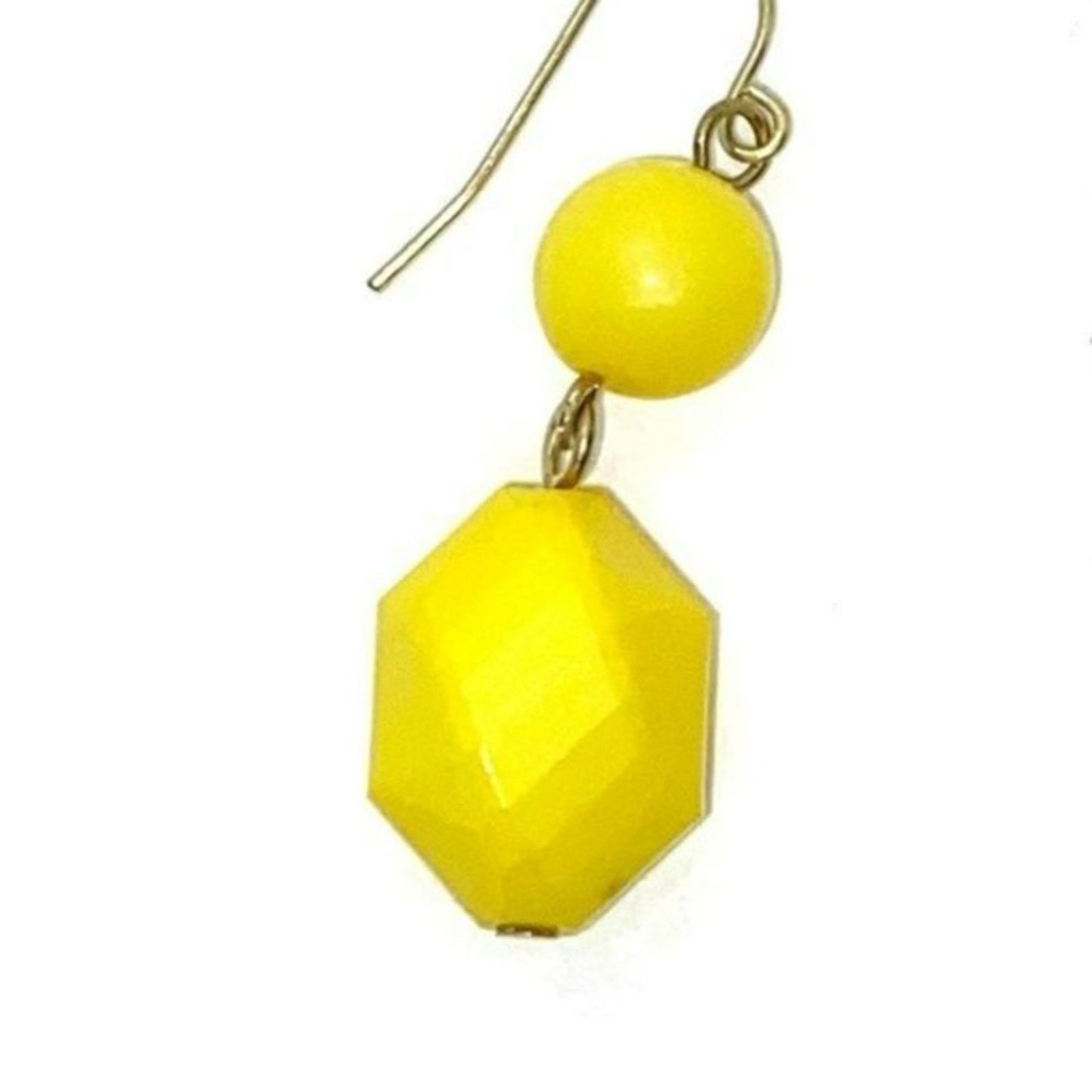 Handmade Gold-Tone Yellow Bead Pendant Dangle Earrings Size ONE SIZE - 4 Thumbnail