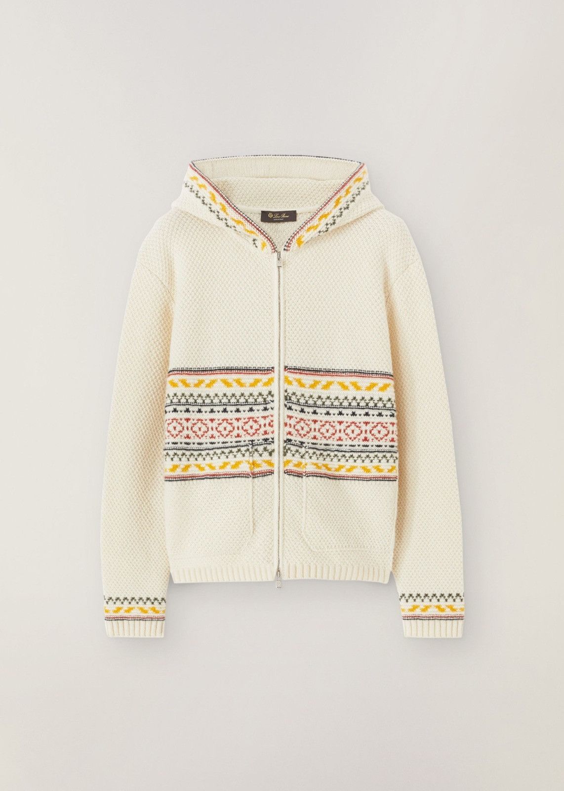 image of Loro Piana O1Loc1C0224 Cashmere Zip Hooded Cardigan In White, Women's (Size Large)