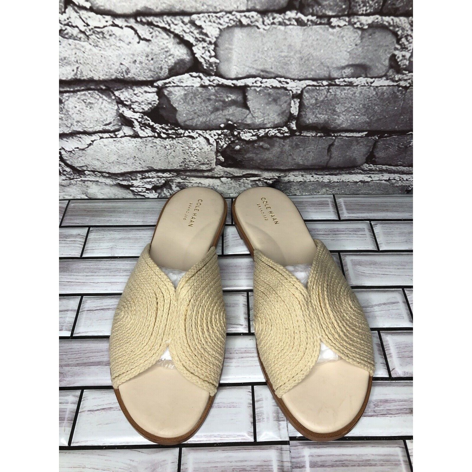 Cole Haan Cole Haan Grand Os Beige Cream Fabric Slides Sandals Women S Size US 8 / IT 38 - 2 Thumbnail