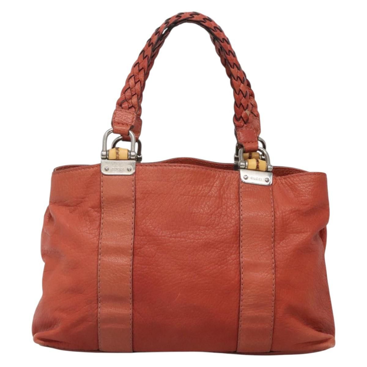 Gucci GUCCI Bamboo Tote Bag Leather Red Silver Size ONE SIZE - 2 Thumbnail
