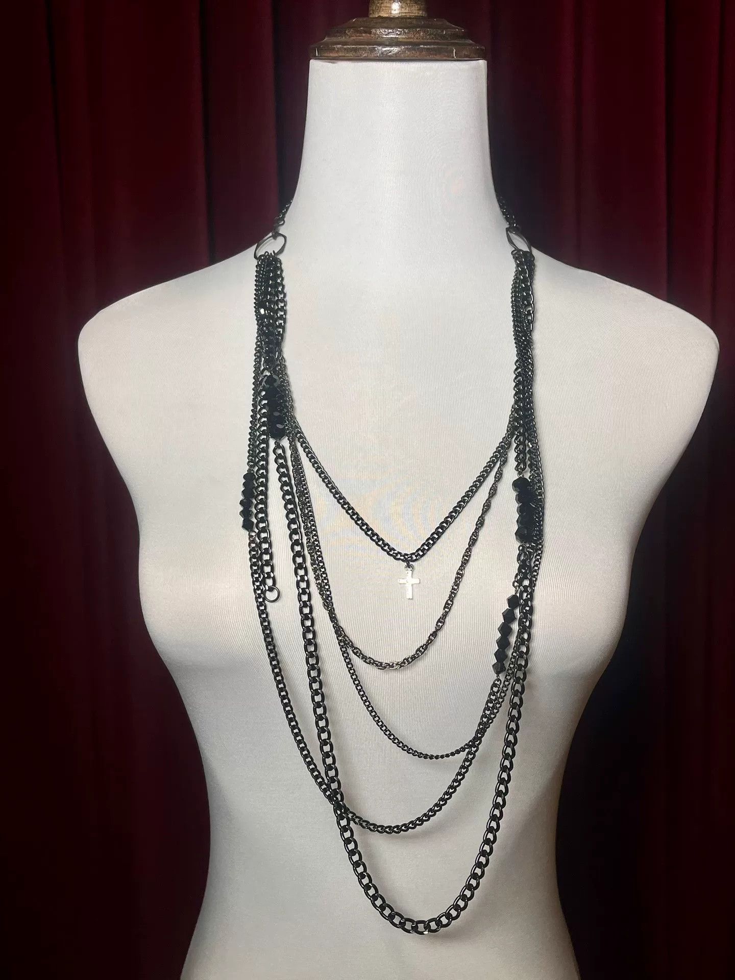 CIVARIZE adjustable black cross necklace with charms Size ONE SIZE - 1 Thumbnail