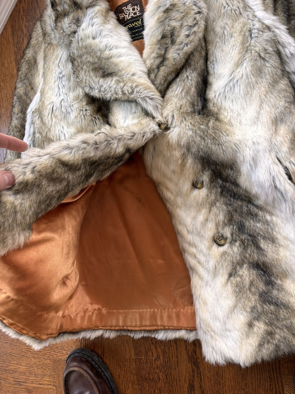 Sears × Vintage Vintage Faux Fur Coat Tissavel France 70s 60s Fox Lynx Vegan Size L / US 10 / IT 46 - 5 Thumbnail