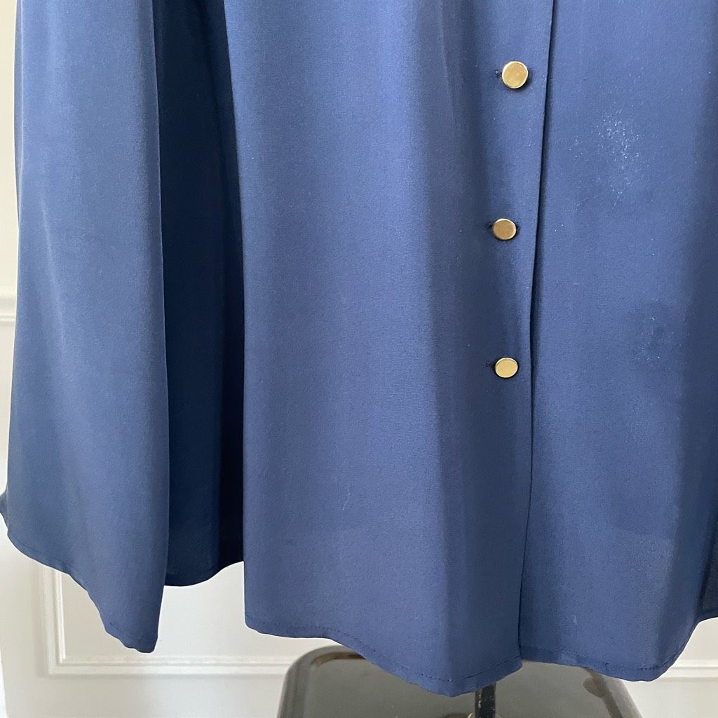 Other Patrick Christopher Dark Blue 100% Silk Band Collar Gold But Size XXL / US 16-18 / IT 52-54 - 6 Thumbnail