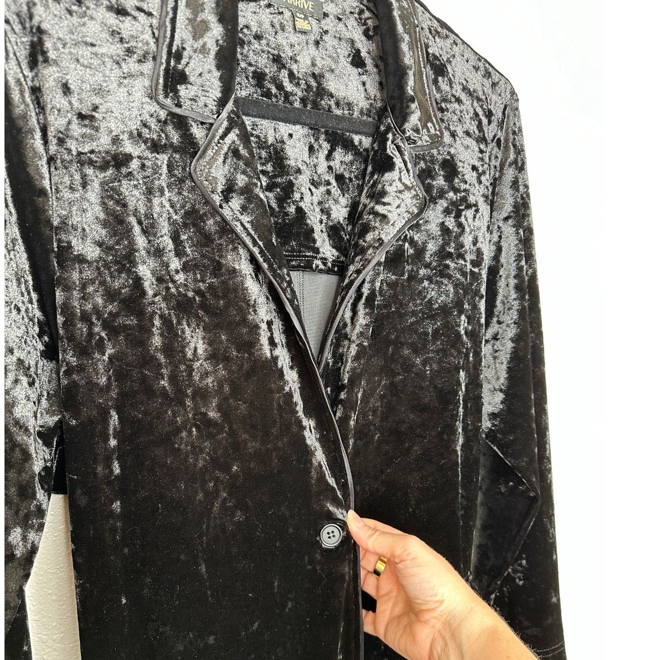 Other Arrive Black Velour Button Long Sleeve Tie Midi Dress Small Size S / US 4 / IT 40 - 4 Thumbnail