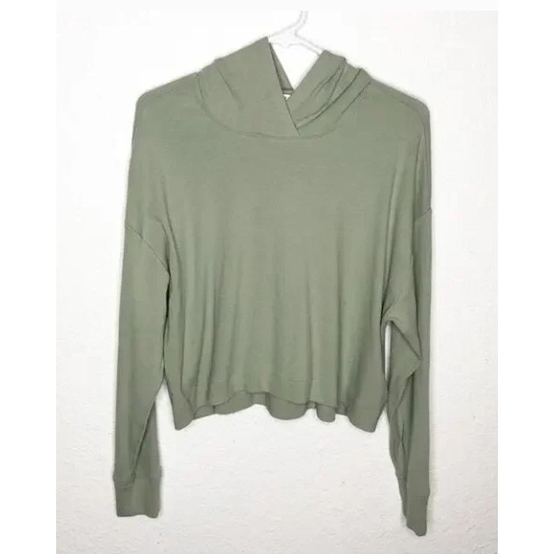 Athleta Athleta Light Sage Green Ribbed Knit Hooded Cropped Size S Size S / US 4 / IT 40 - 2 Thumbnail