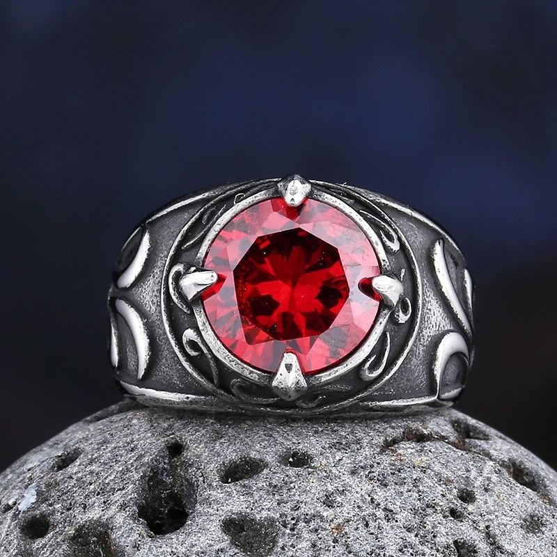 Vintage Red Zircon Stone Ring Size ONE SIZE - 2 Thumbnail