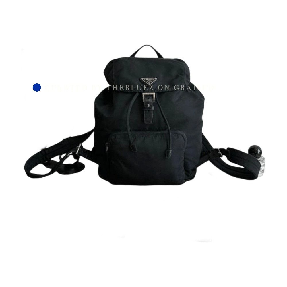 Prada Black Nylon Drawstring Backpack with Buckle Closure Size ONE SIZE - 1 Thumbnail