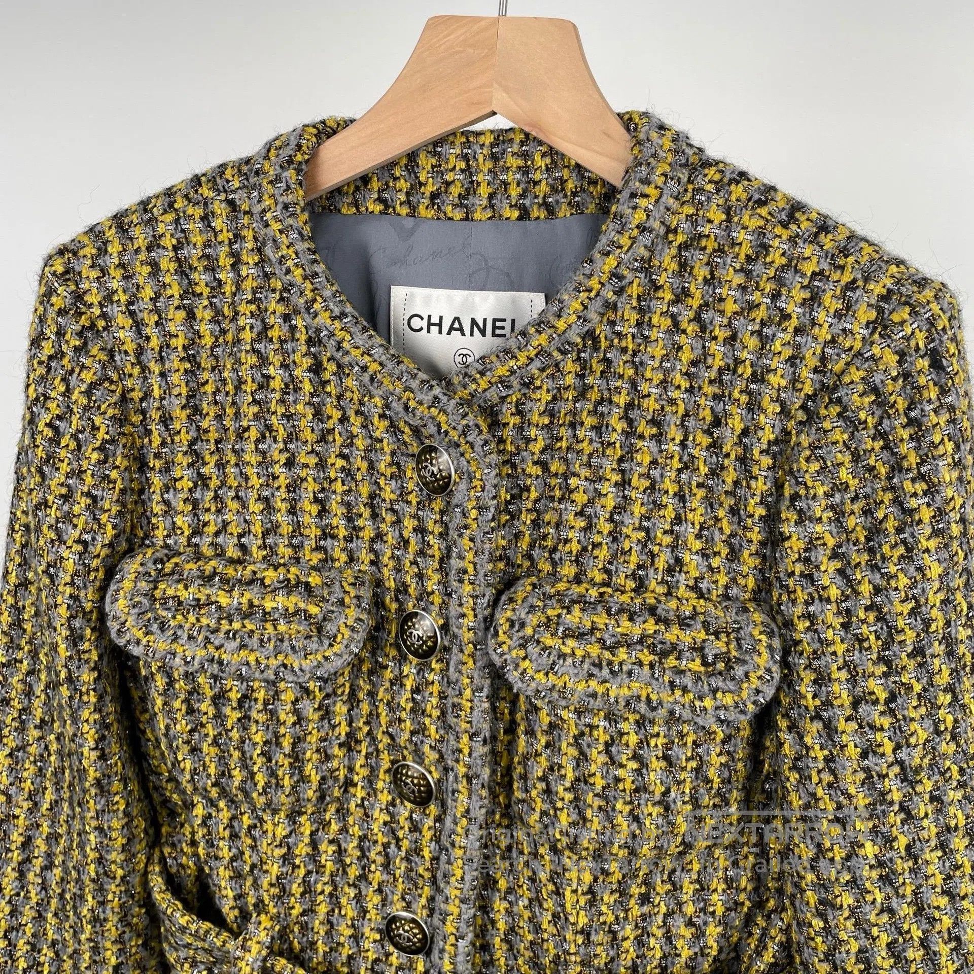 Chanel Chanel Yellow Plaid Belted Tweed Jacket| Size XS / US 0-2 / IT 36-38 - 3 Thumbnail