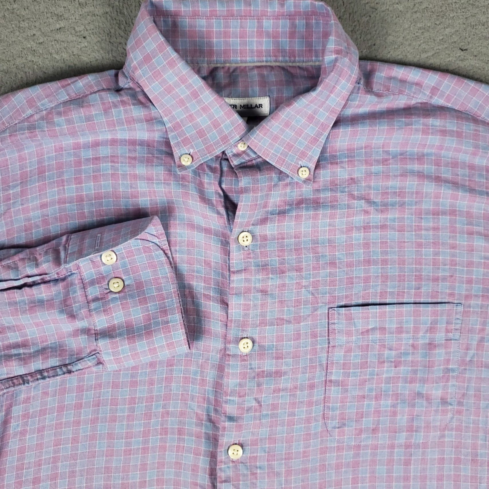 Peter Millar Peter Millar Shirt Mens Large Pink Plaid Button-Up Long Sleeve Casual Business Formal Party/Cocktail Workwear Size US L / EU 52-54 / 3 - 2 Thumbnail