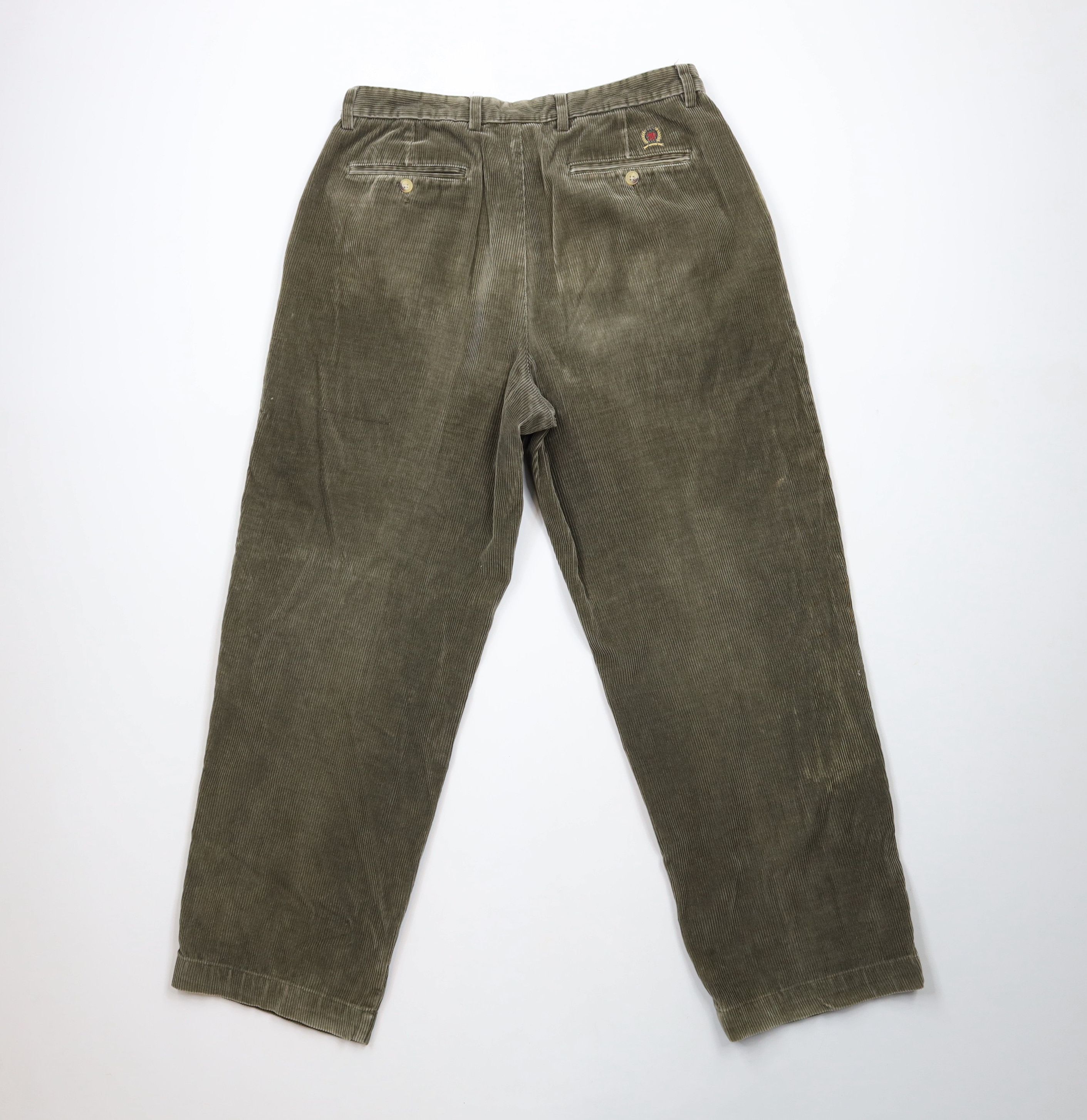 Tommy Hilfiger × Vintage Vintage 90s Tommy Hilfiger Wide Leg Corduroy Pants Green Size US 32 / EU 48 - 11 Thumbnail