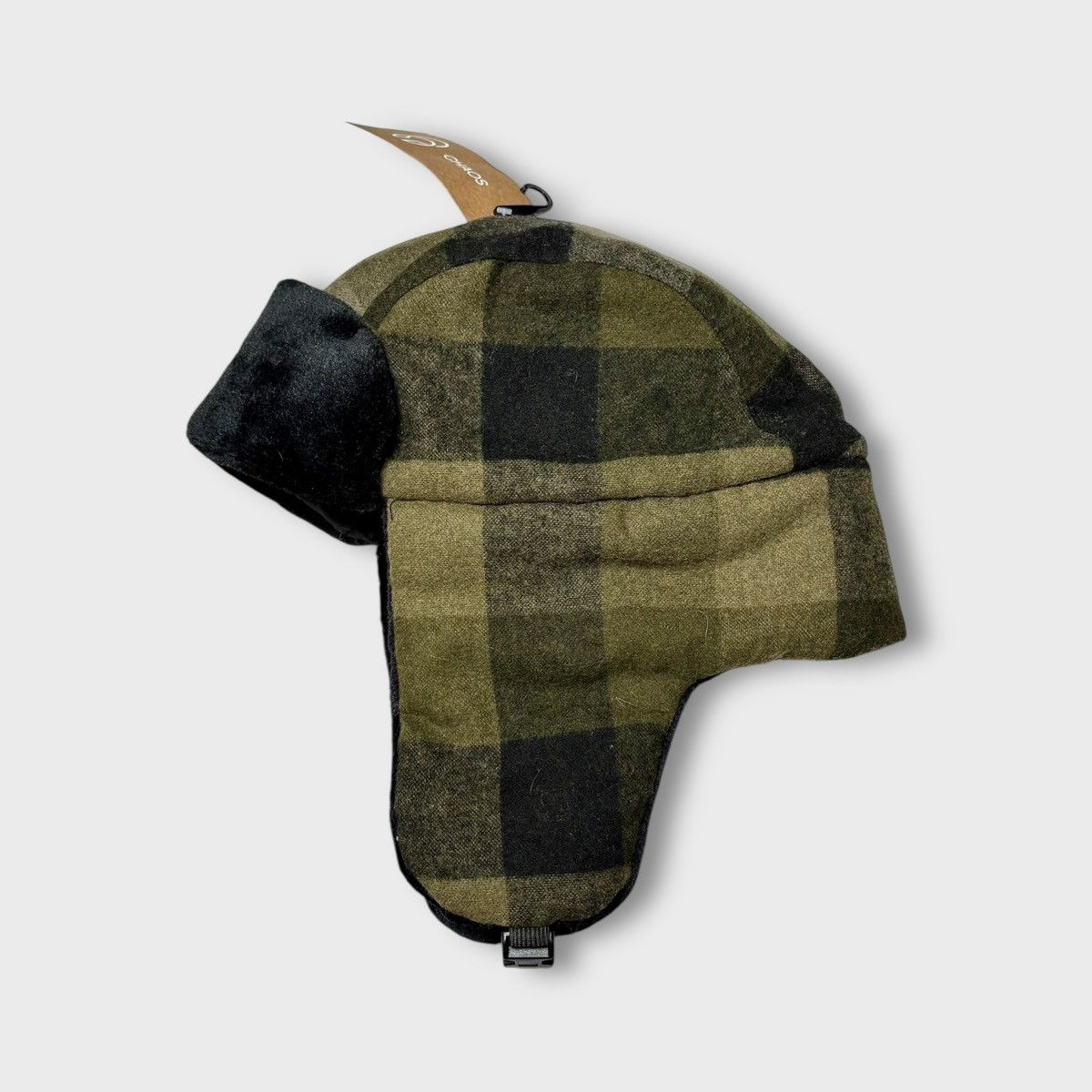 Other Chaos Unisex Winter Quilted Green Plaid Trapper Hat Sz OS Size ONE SIZE - 12 Thumbnail
