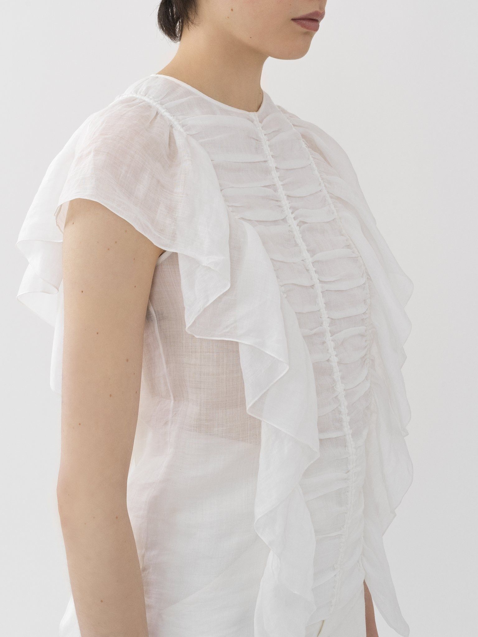 Chloe o1y0825 Short Sleeves Blouse in White Size S / US 4 / IT 40 - 5 Thumbnail