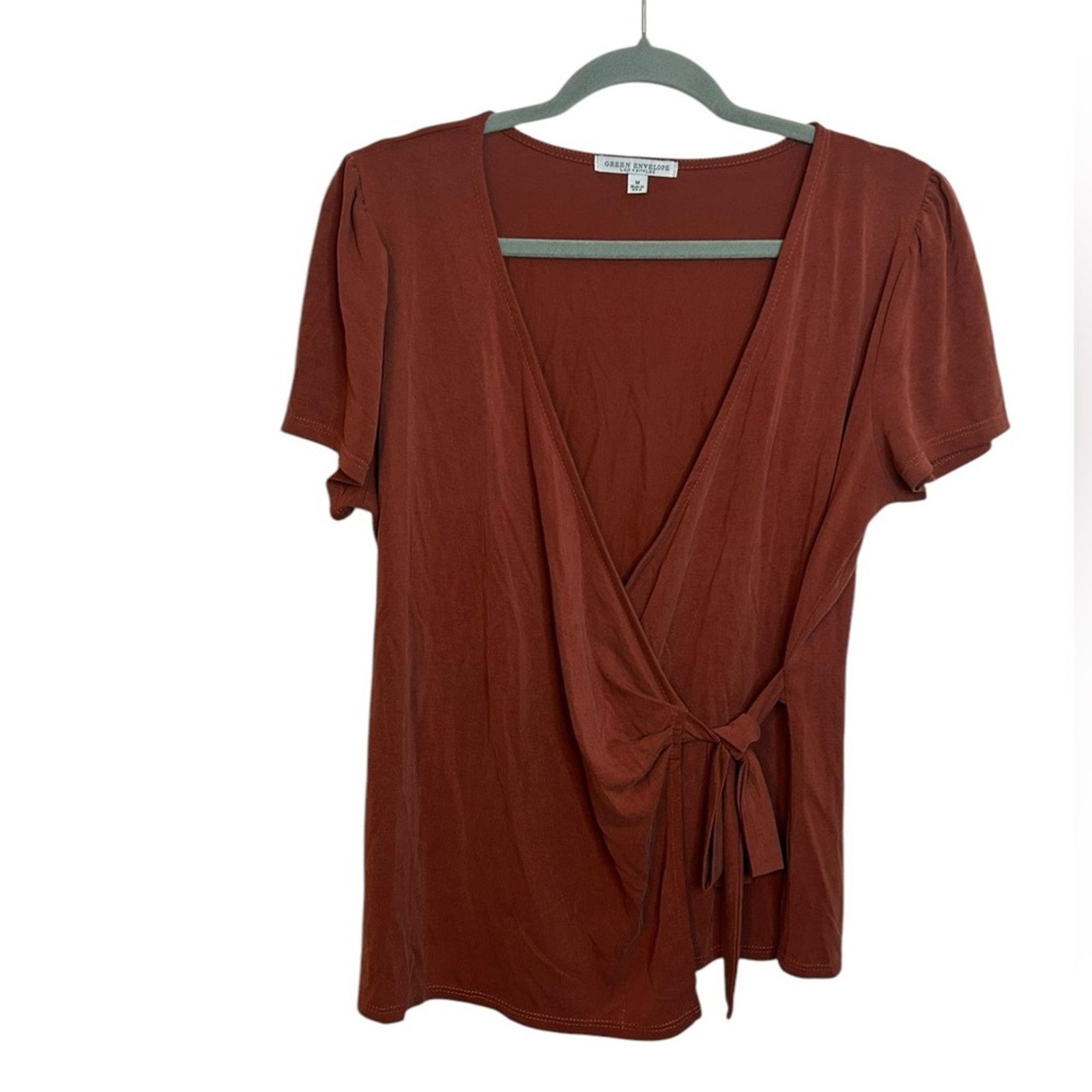 Other Green Envelope Short Sleeve Rust Wrap Top Size M / US 6-8 / IT 42-44 - 1 Thumbnail