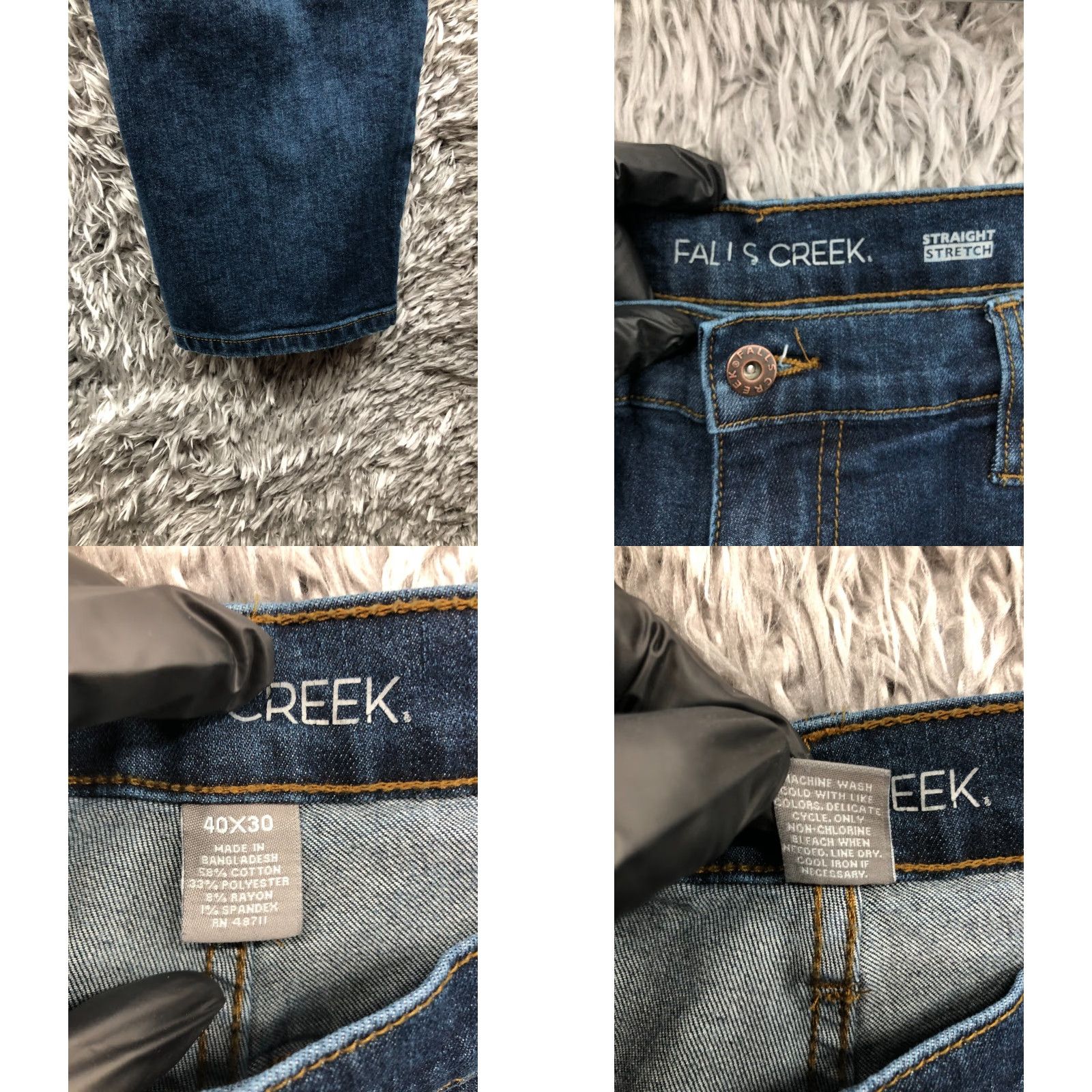 Vintage Falls Creek Jeans Straight Mens 42x30 Dark Blue Wash Denim 5-Pocket Regular Mid Rise Cotton Blend Clothing Size US 42 / EU 58 - 8 Thumbnail
