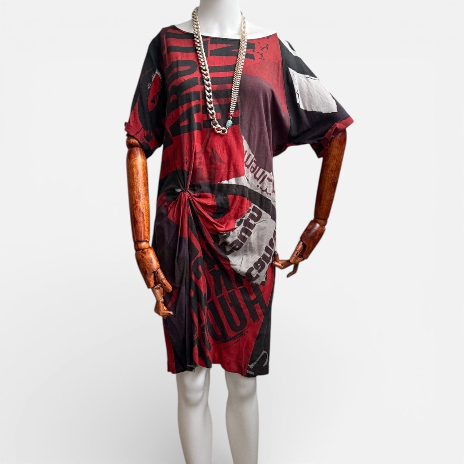 Desigual Desigual Dress Newspaper Print Y2K Size L / US 10 / IT 46 - 2 Thumbnail
