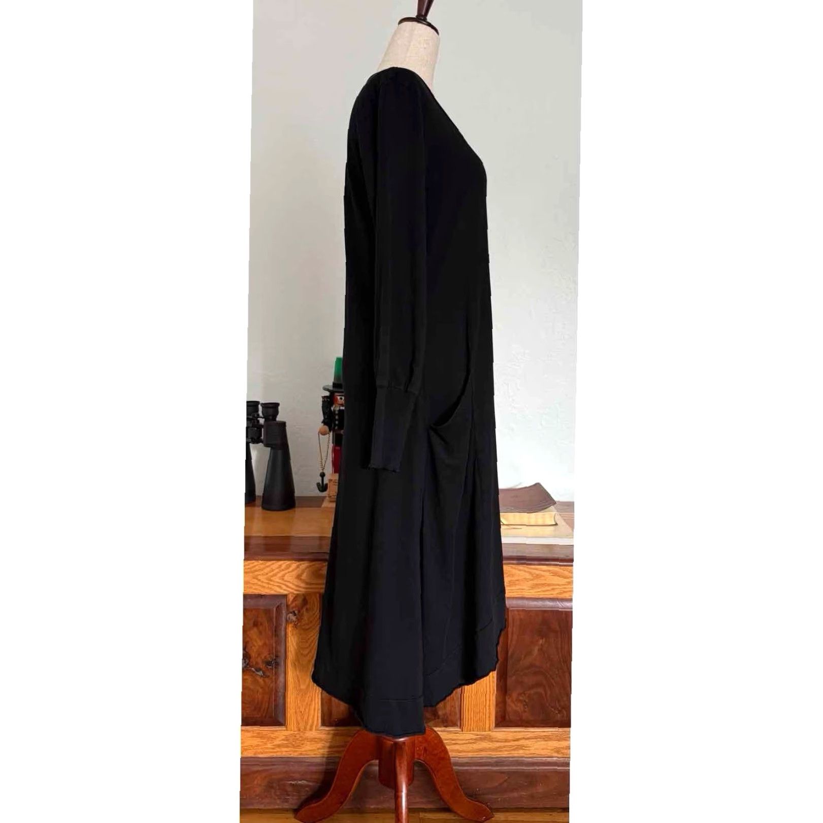 MCM CMC by Color Me Cotton Midi Dress Sz M Artsy Lagenlook Minimalist Black Size M / US 6-8 / IT 42-44 - 4 Thumbnail