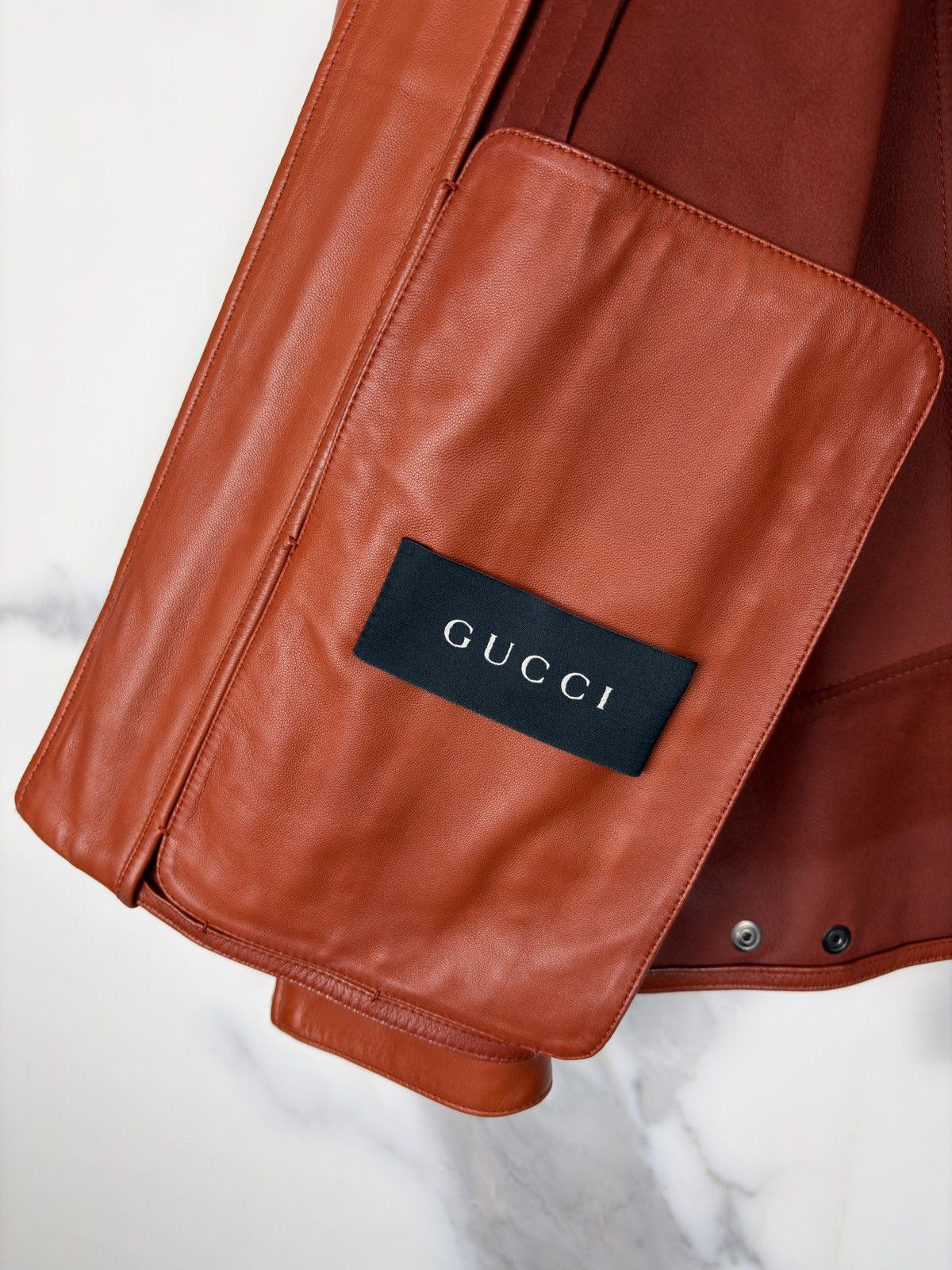 Gucci Gucci Tom Ford Double Zip Rider Leather Jacket Orange Size US M / EU 48-50 / 2 - 10 Thumbnail