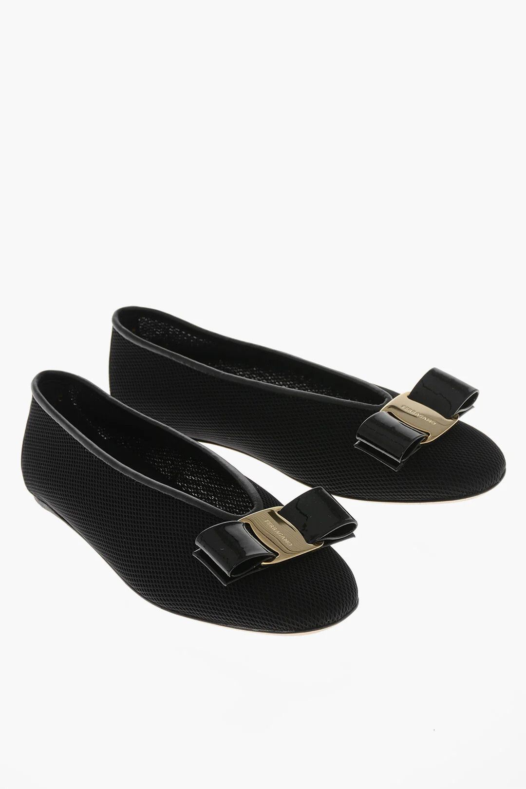 Salvatore Ferragamo og1mm0426 Satin-Effect Leather Ballet Flats in Black Size US 8 / IT 38 - 4 Thumbnail
